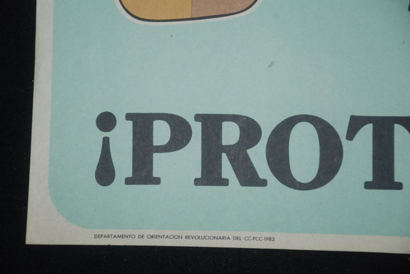 1970's Original Cuban Poster"Protection"Cartoon art.Work place safety design