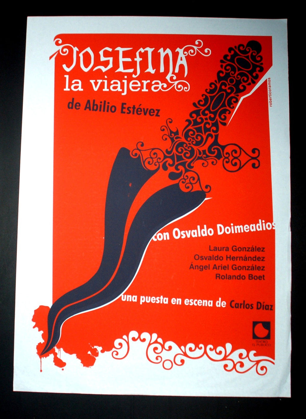 Original SILKSCREEN Cuban Poster"JOSEFINA LA VIAJERA"Theater art.Contemporary.