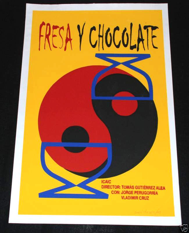 1999 Cuban Movie Poster.Plakat.Affiche.affisch"Fresa y Chocolate"SIGNED! art