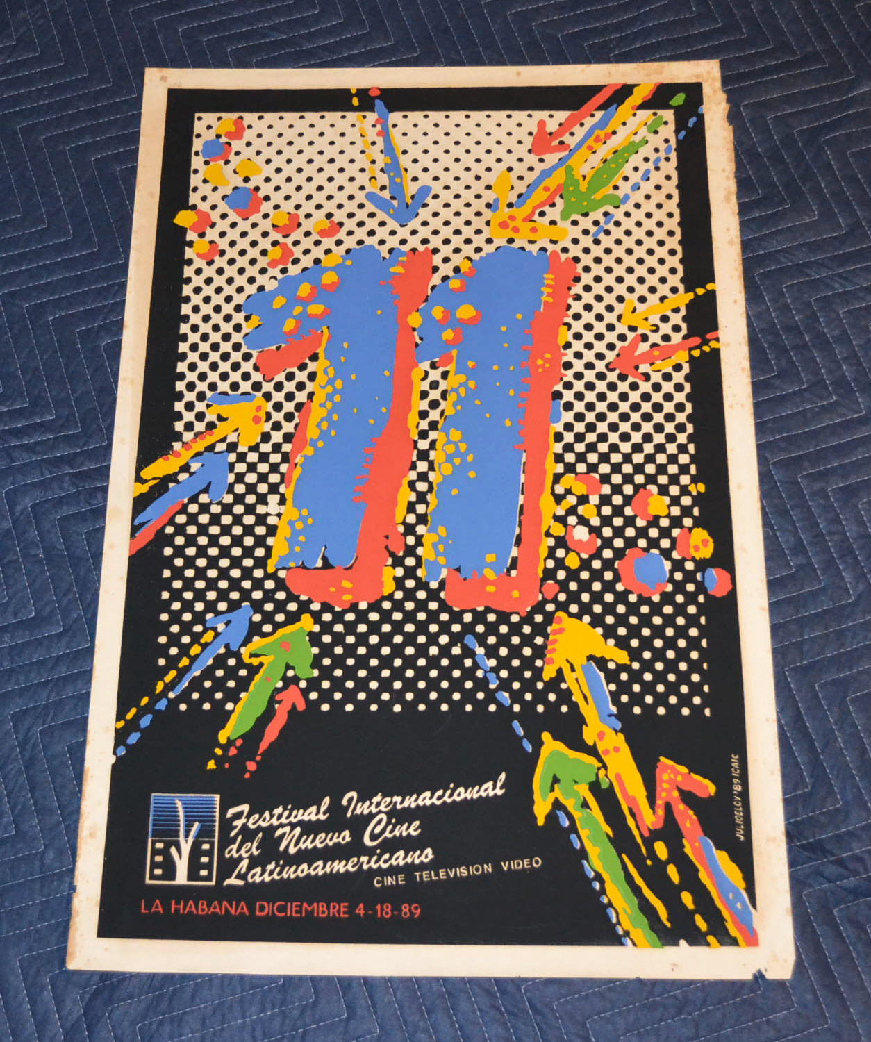 1989 Original Cuban Silkscreen Movie Poster.Festival Internacional Latin Cinema.
