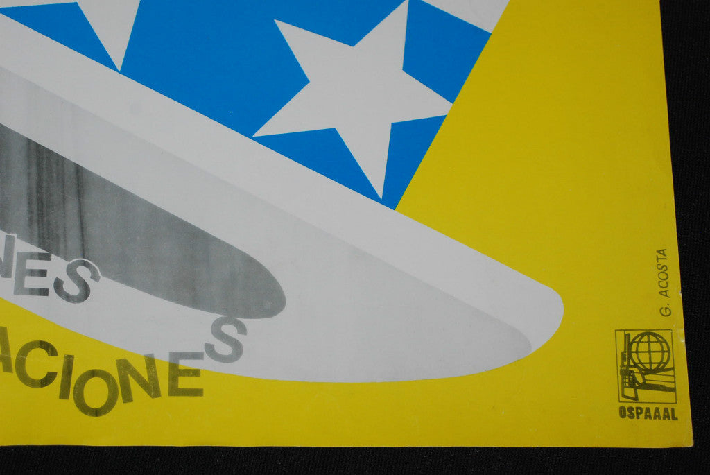 1991 Original Cuban Political OSPAAAL Poster.No al bloqueo economico a Cuba.Art