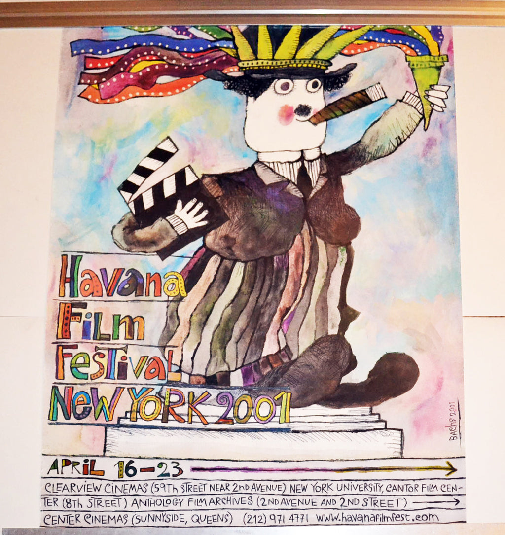 Original Cuban Poster.Havana Film Festival.New York.Chaplin Liberty.Bachs Last!