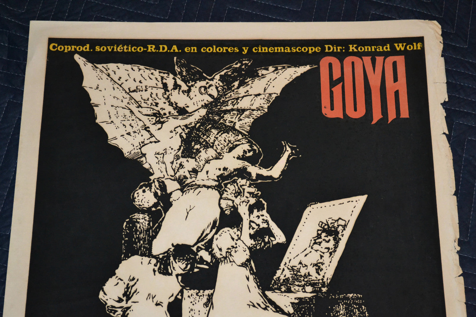 1973 Original Cuban Silkscreen Movie Poster"Goya"Spanish painter.Konrad Wolf art
