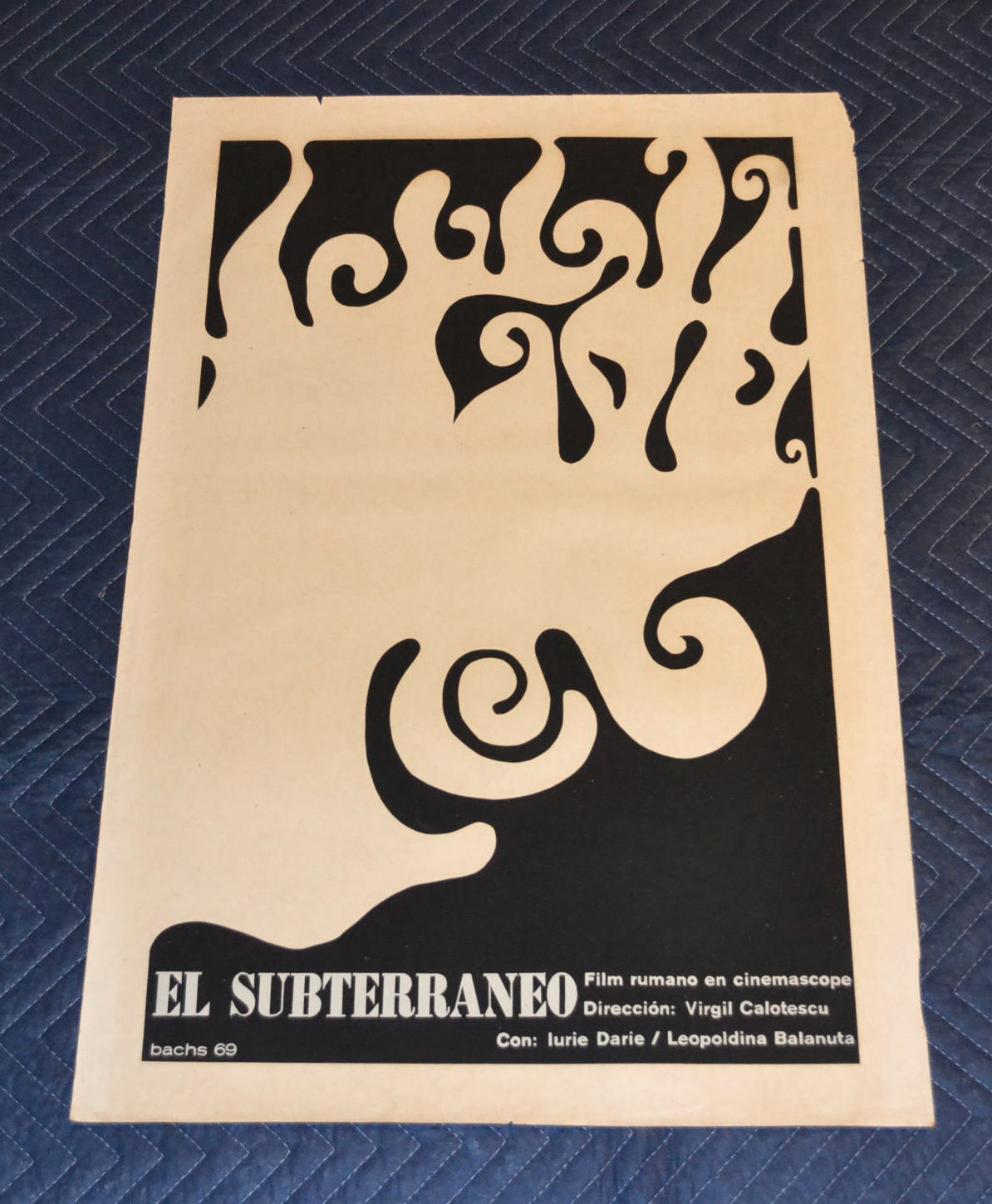 1969 Original Silkscreen movie Poster.El subterraneo.Underground.B&W.Romanian.