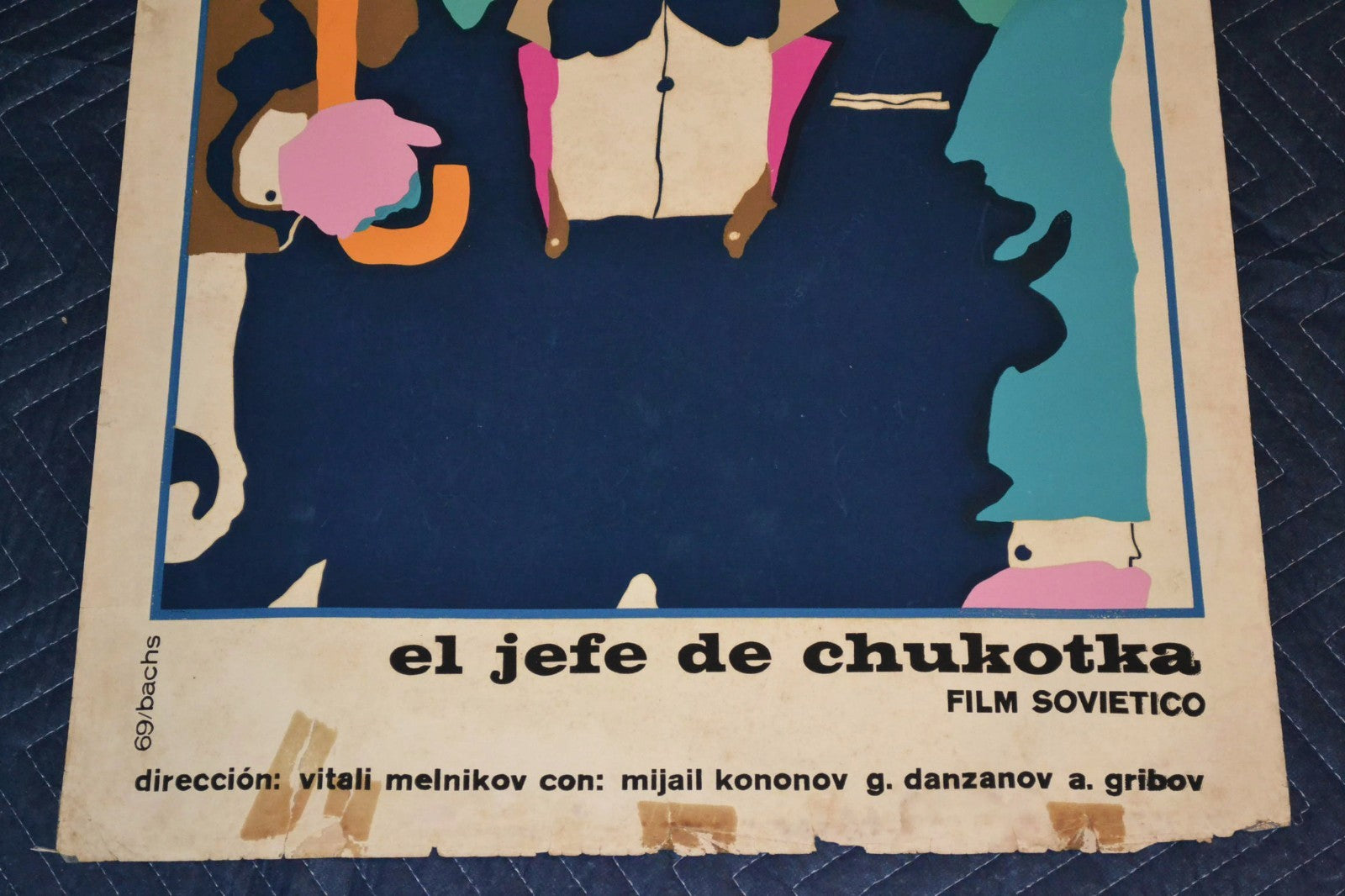1969 Original Cuban Silkscreen Movie Poster.The Chukotka Boss.Russian Soviet art
