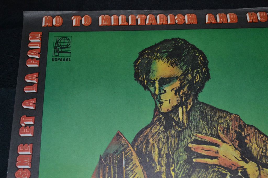 1982 Original Cuban Poster.No to Militarism and Hunger.Socialist graphic arts.