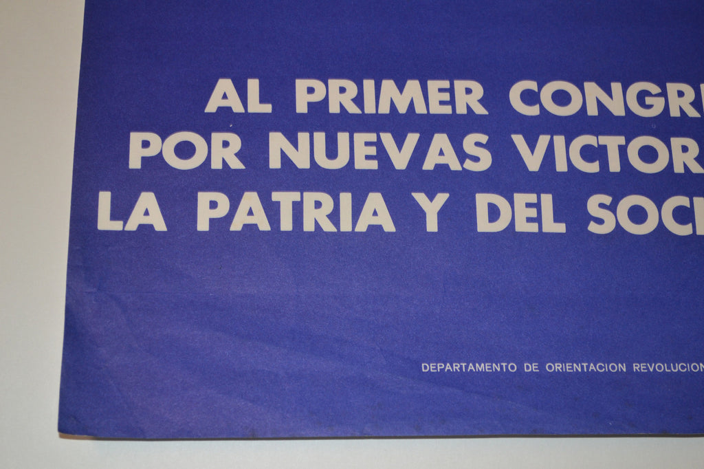 1975 Cuban Original Poster.Revolution Communist 1st Congress History.Cuba art.