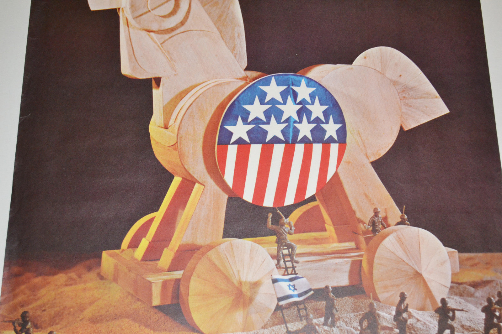 1982 Cuban ORIGINAL Political Poster.Jewish Palestinian War.American Troy Horse