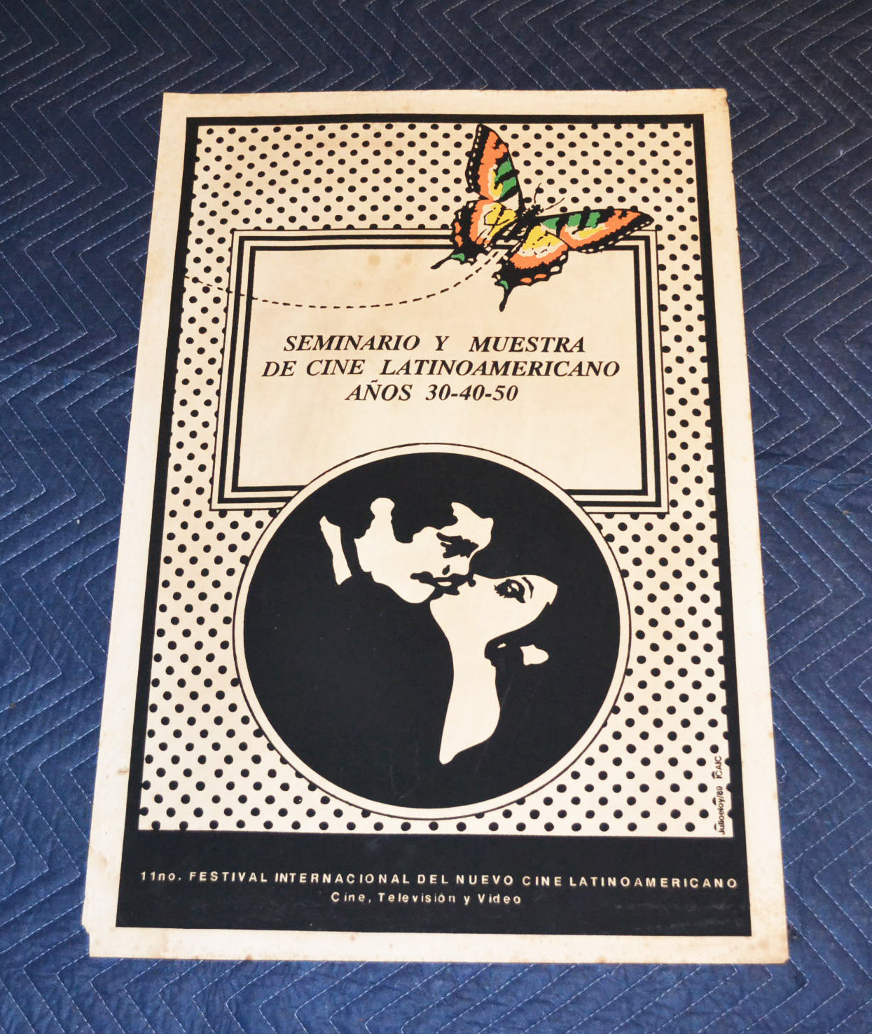 1980 Original Cuban Silkscreen Movie Poster.Festival of Latin American cinema.