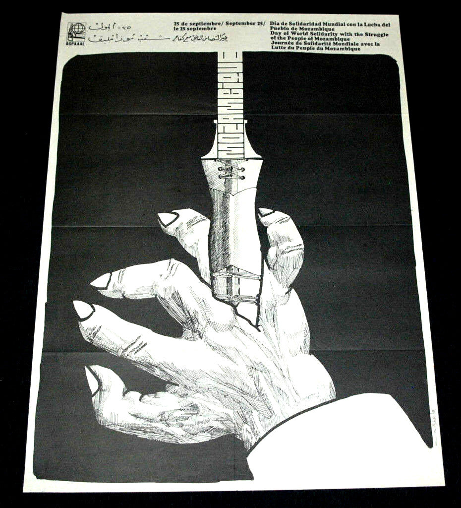 1973 Original Cuban OSPAAAL Poster.Solidarity MOZAMBIQUE.NO Apartheid.VeryRare