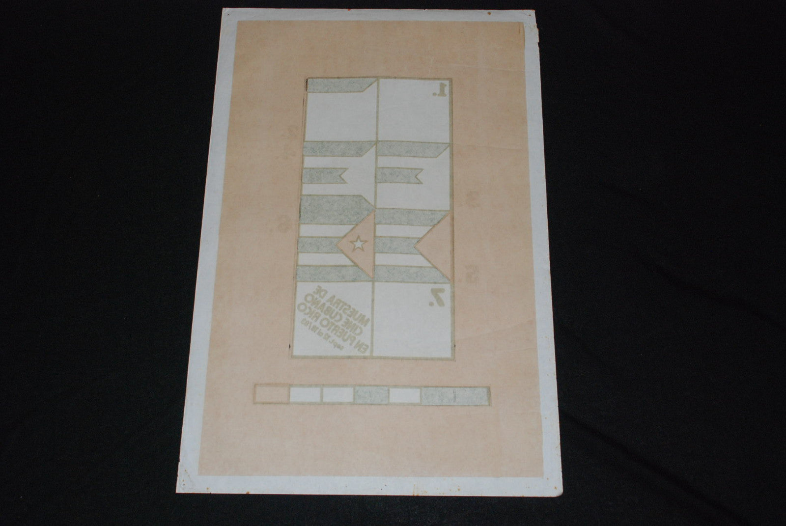 1983 Original Cuban Movie Poster"Puerto Rico Cinema"Geometric ART.Cuba flag