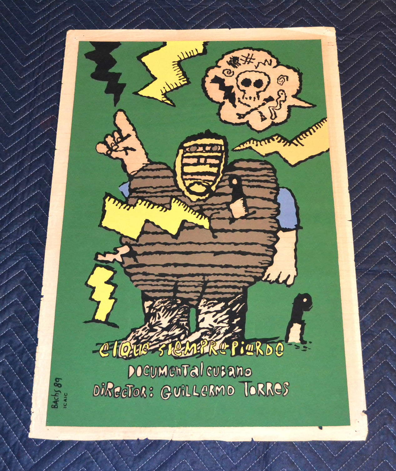 1989 Original Cuban Movie Poster Plus Mockup.Baseball art.Catcher.Gallery piece.