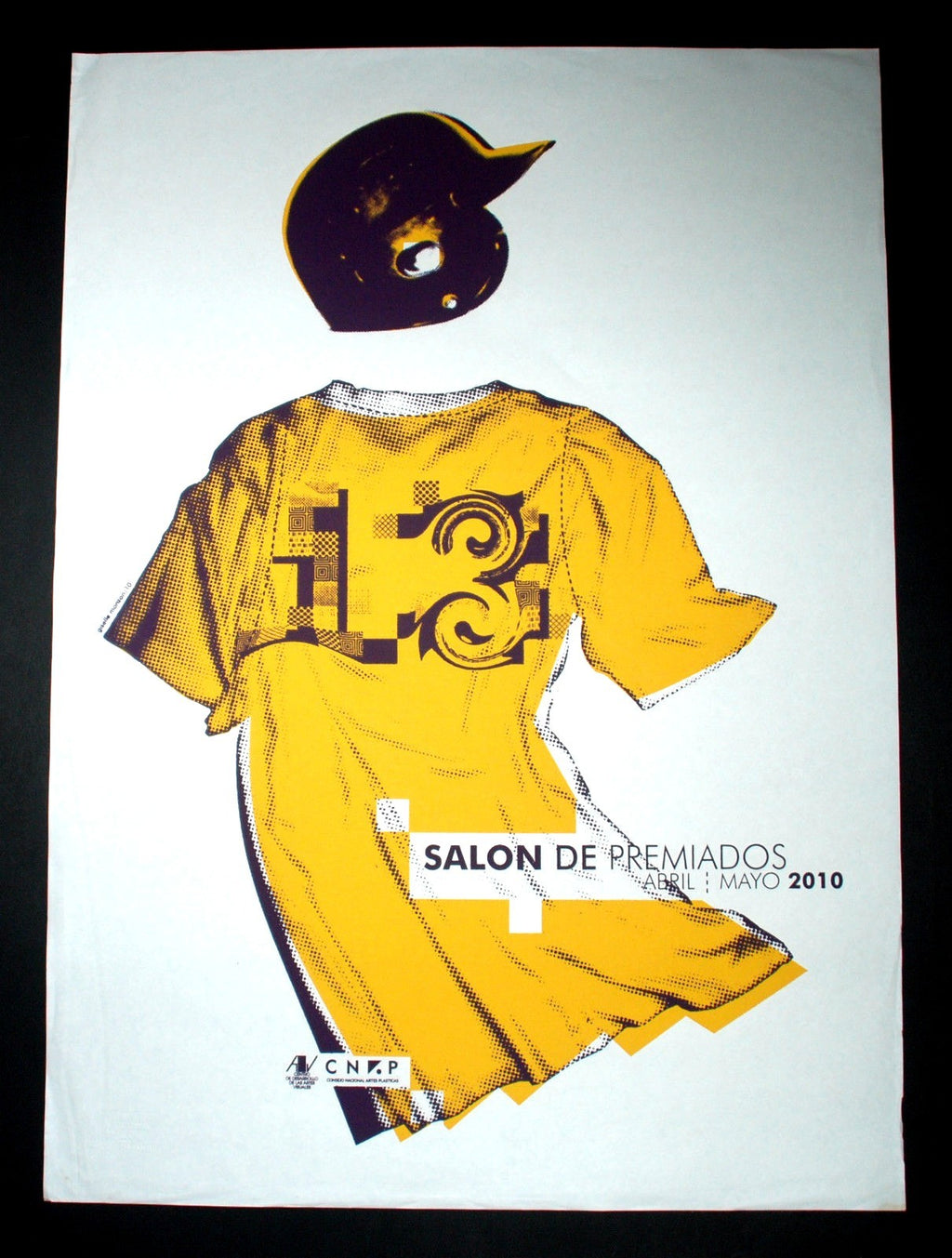 Original Cuban SILKSCREEN Poster"Prize winners"Baseball helmet and shirt art.