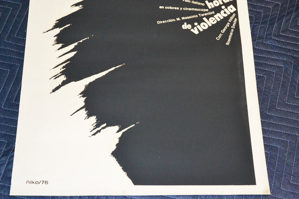 1976 Original Cuban Silkscreen Movie Poster.7 violent hours.Italian Tarantini