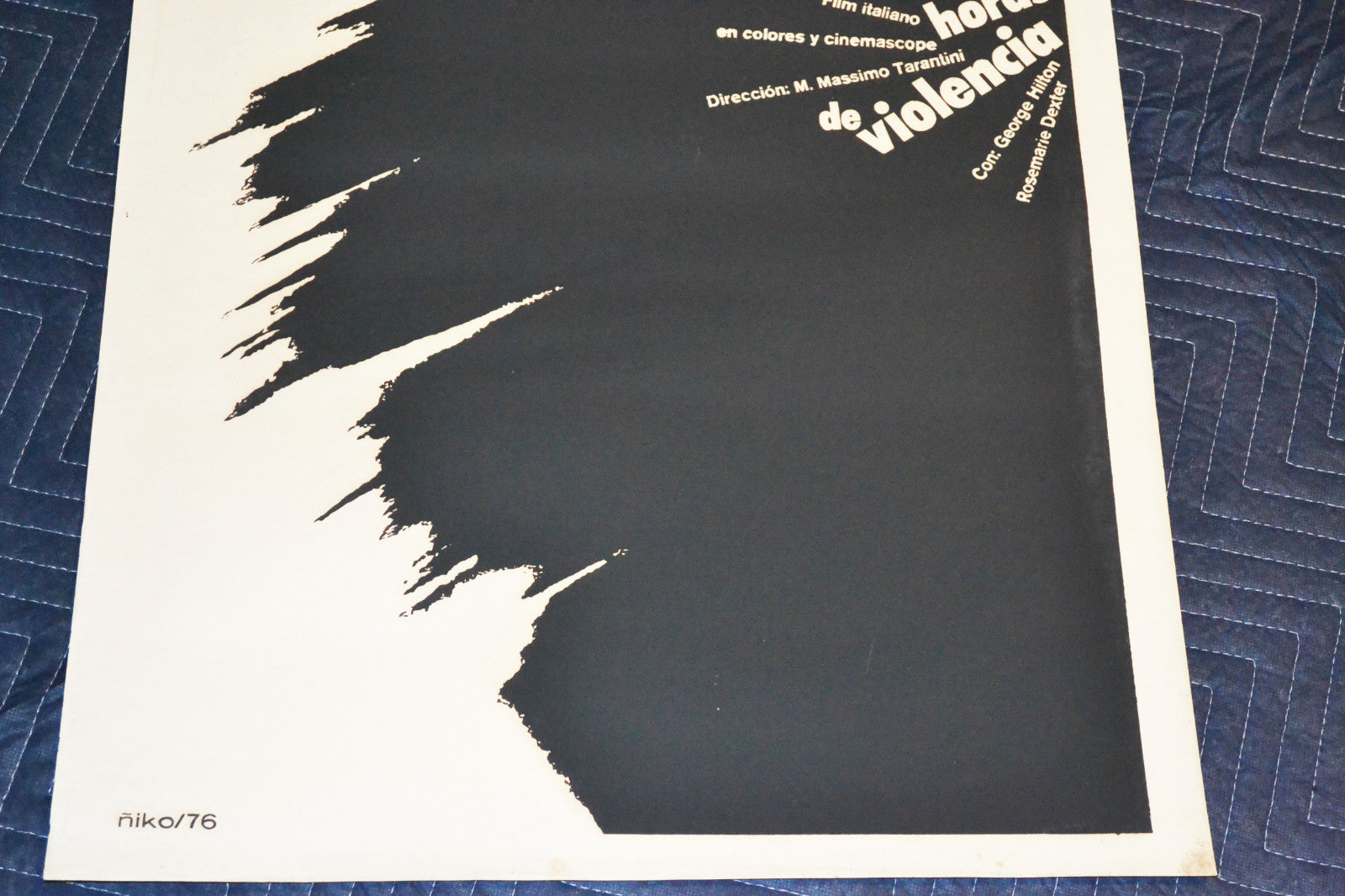 1976 Original Cuban Silkscreen Movie Poster.7 violent hours.Italian Tarantini