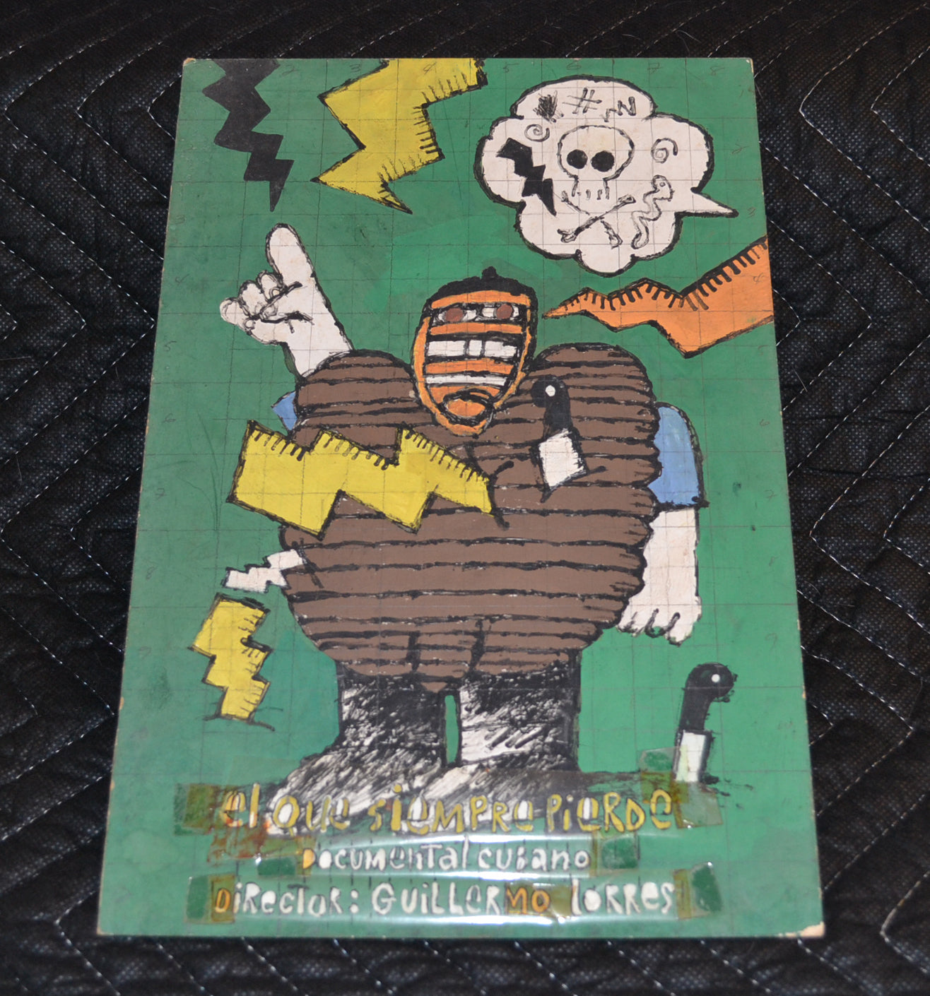 1989 Original Cuban Movie Poster Plus Mockup.Baseball art.Catcher.Gallery piece.