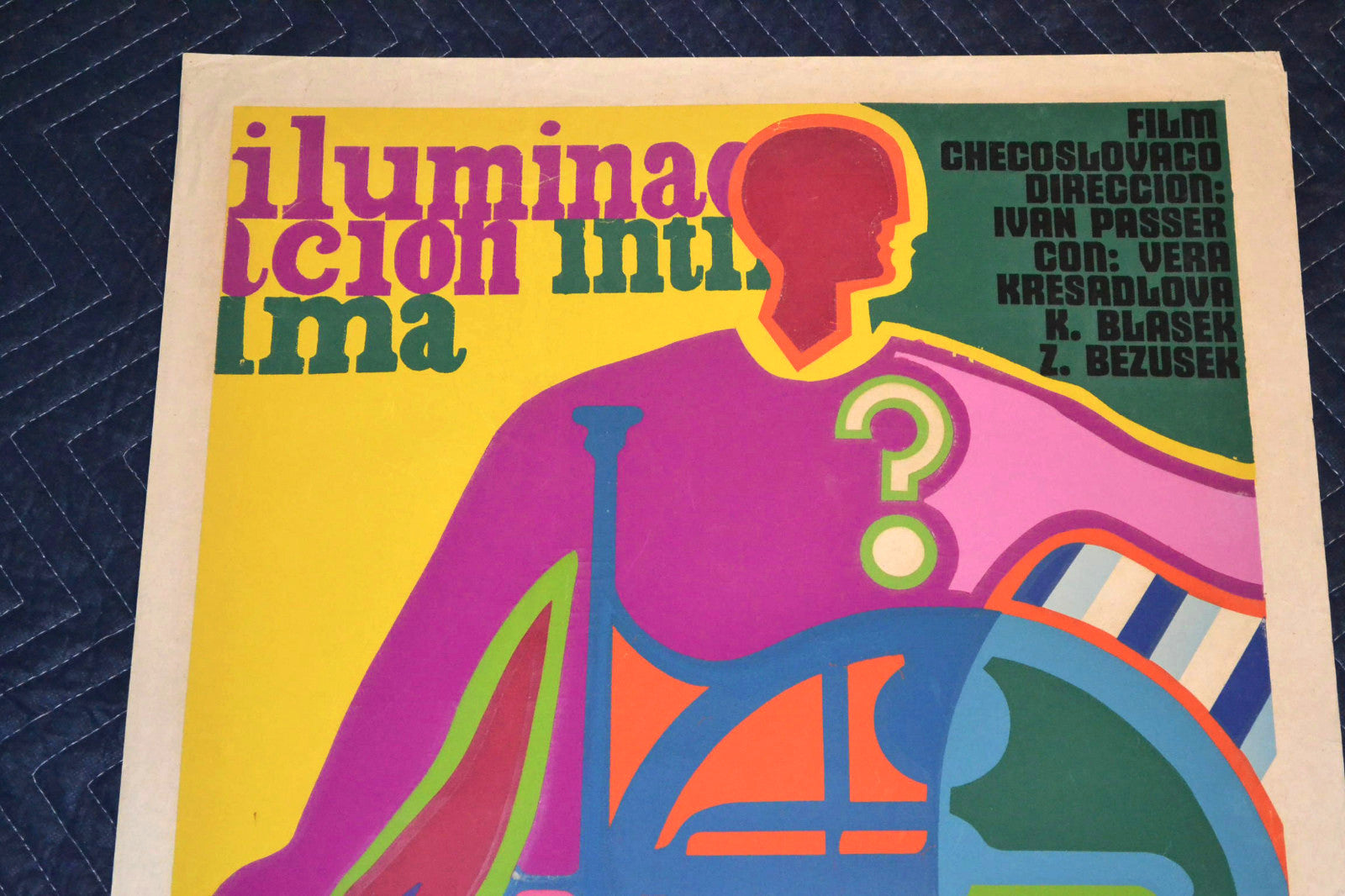 1968 Original Cuban Silkscreen Movie Poster.Intimate Ilumination.Psychedelic art
