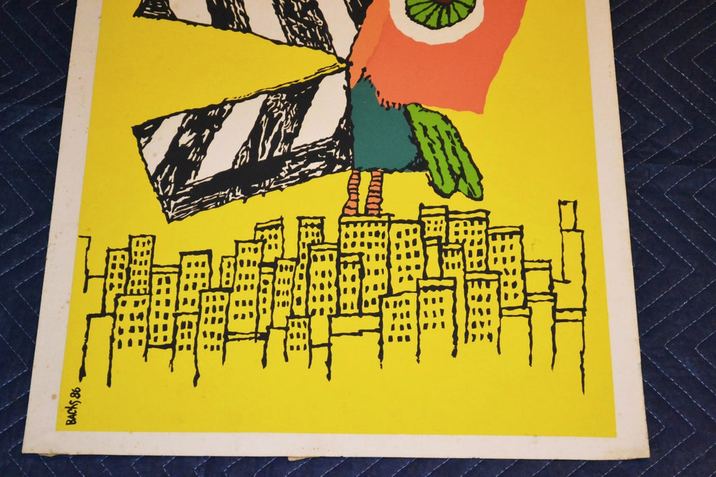 1986 Original Cuban Silkscreen Movie Poster.Rio Brazil Festival.Toucan Parrot
