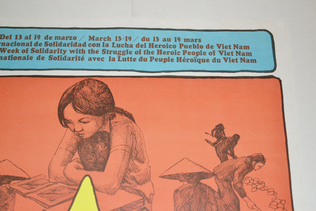 1974 Cuban Original Political Poster.Cold War propaganda.VIETNAM.Asian art.