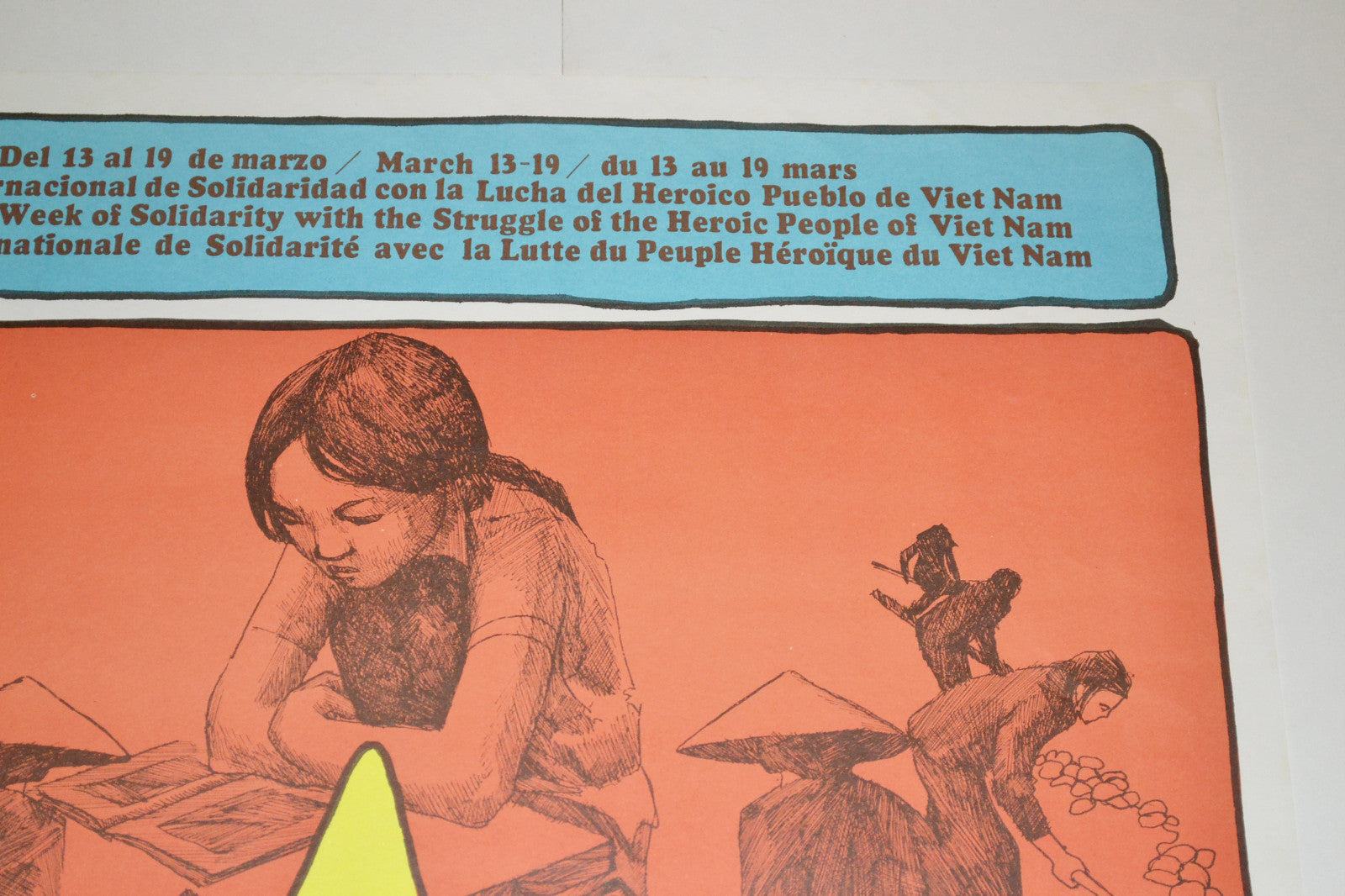 1974 Cuban Original Political Poster.Cold War propaganda.VIETNAM.Asian art.