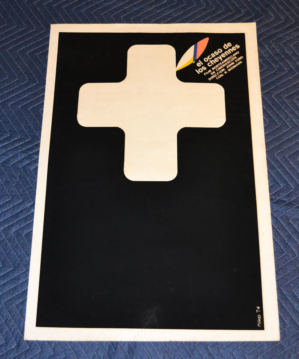 1974 Original Cuban Silkscreen Movie Poster.Cheyennes Autuum.American Indian art