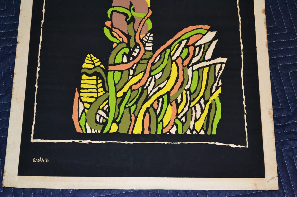 1982 Original Cuban Silkscreen Movie Poster.Alsino y el Condor.Angel Boy bird.