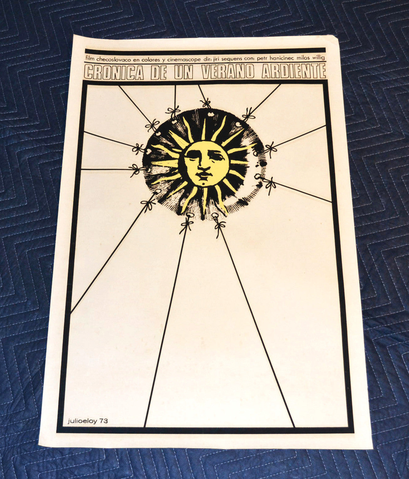 1979 Original Cuban Silkscreen Movie Poster.A VEry hot summer.Czech art film