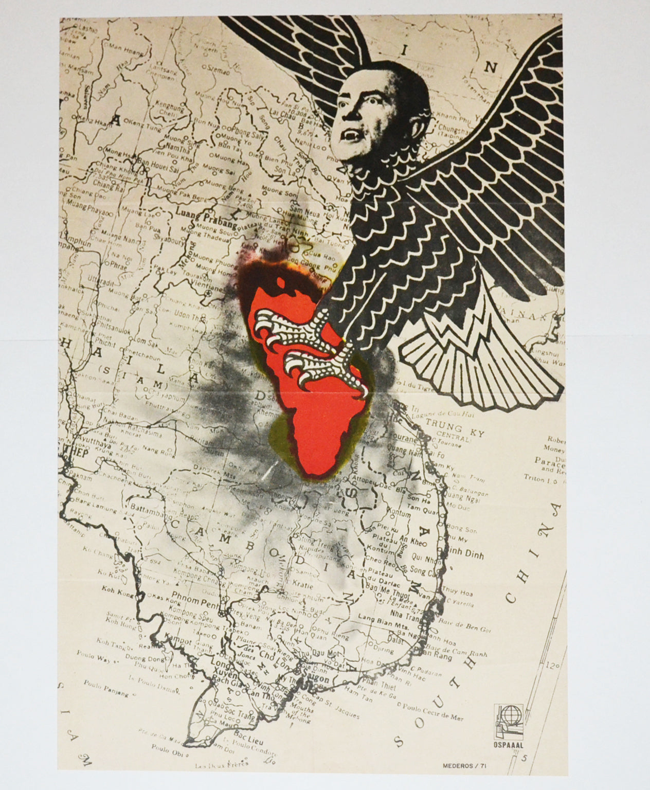 1971 Original Cuba Political Poster.Cold War Graphic Propaganda.Nixon Vietnam