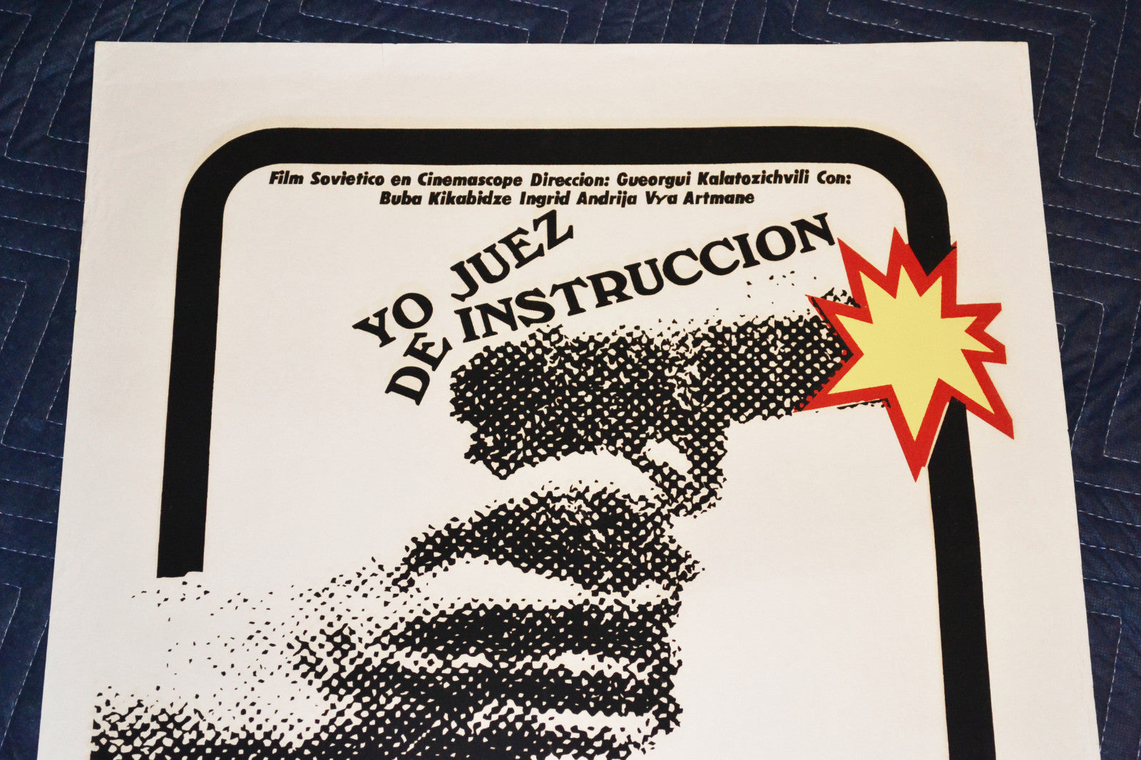 1974 Original Cuban Silkscreen Movie Poster.Juez de instruccion.Judge.Gun shot.