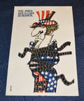 1980 Original Cuban Silkscreen Movie Poster"Fidel Aprieta"Castro.Uncle Sam art