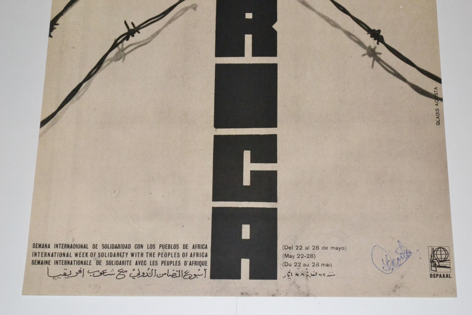 1973 Cuban Original Political Poster.Anti-Colonialism Apartheid.AFRICA.SIgned!