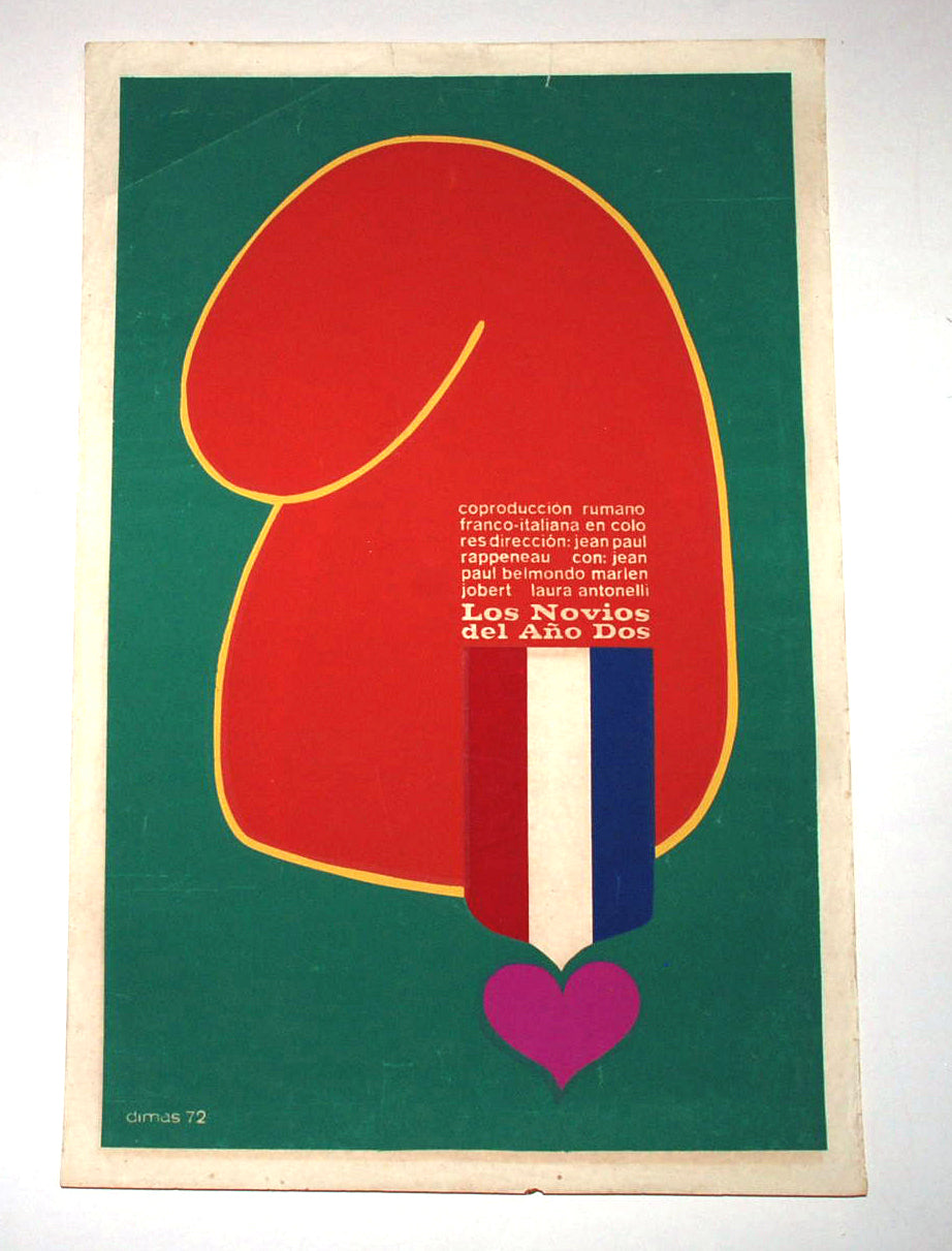 1972 Original Cuban Movie Poster"Novios Año 2"Belmondo.Jean Paul Rappeneau