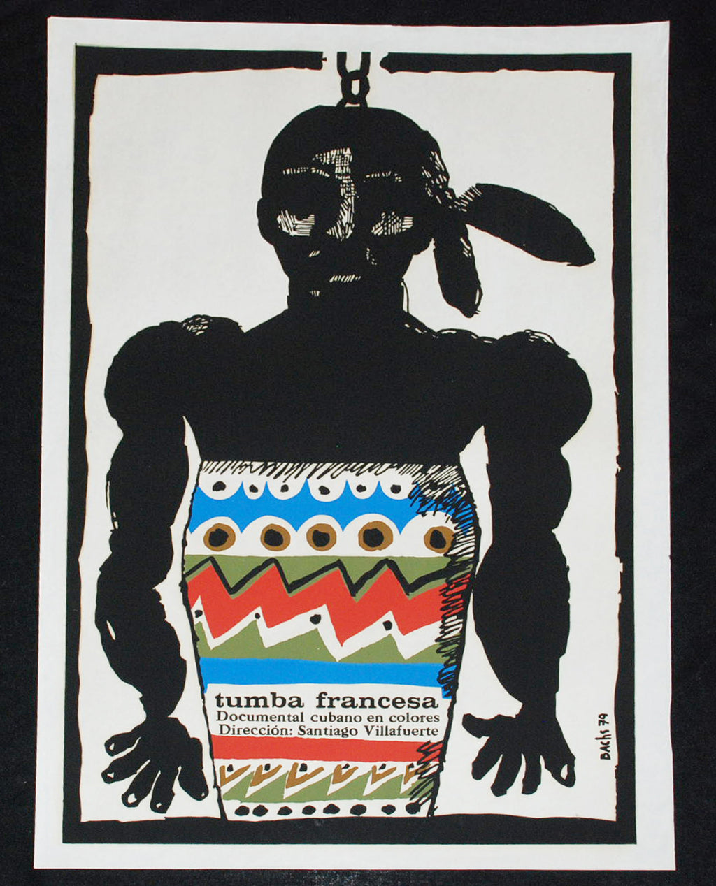 1979 Original Cuban movie Poster"French Tomb" African.Colorful drum.Tambor art