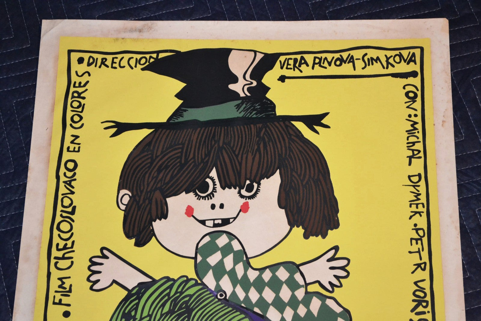 1976 Original Cuban Silkscreen Movie Poster.3 Naughty kids.Children.Funny art.