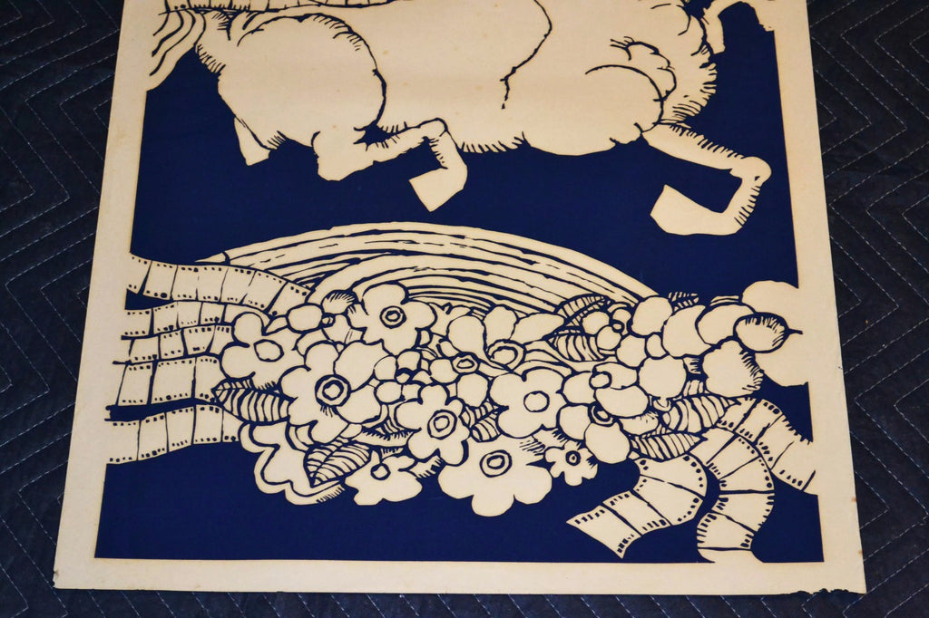 1975 Original Cuban Silkscreen Poster.Mexican Catrina skeleton on horse.Cinema.