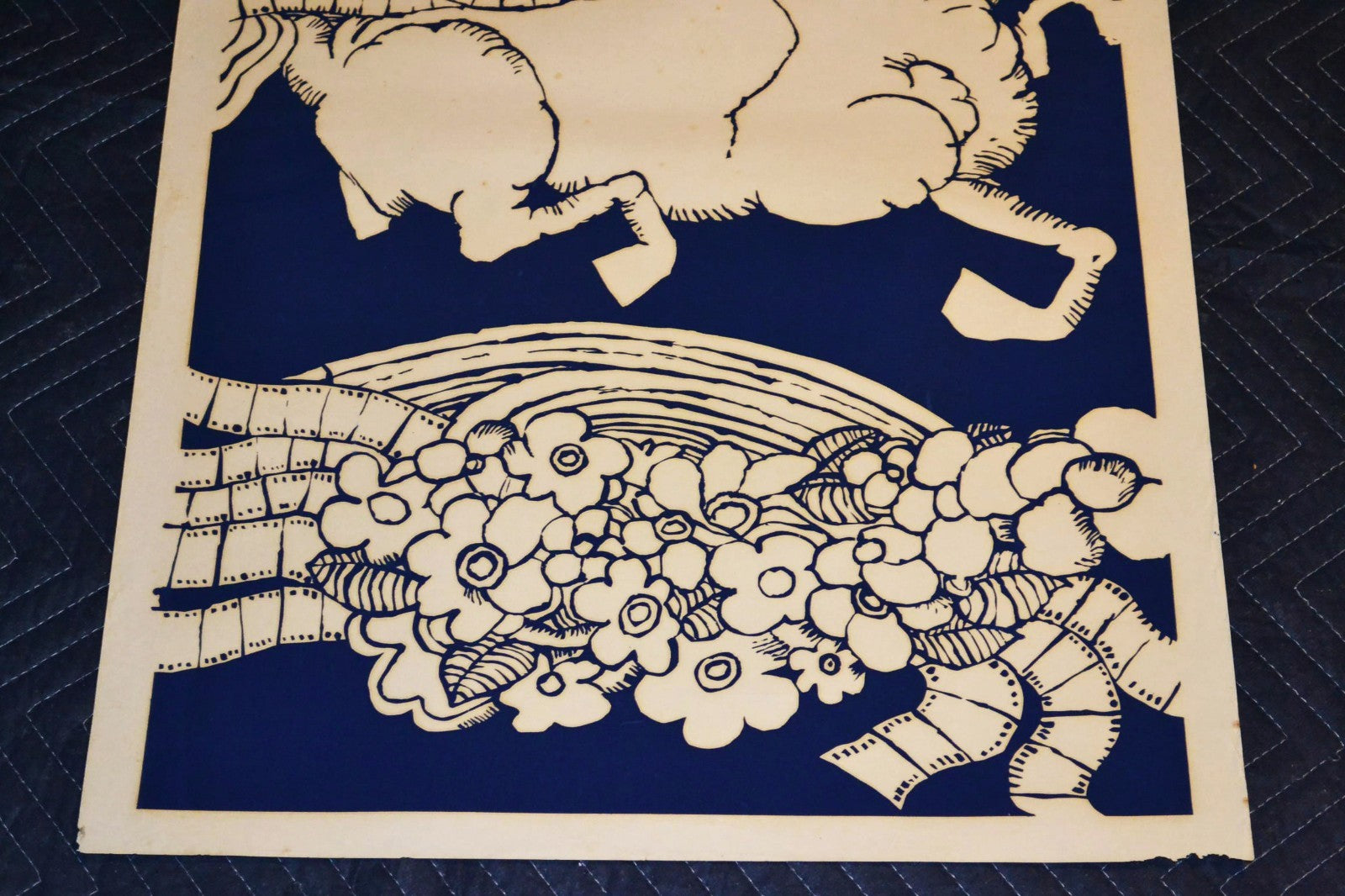 1975 Original Cuban Silkscreen Poster.Mexican Catrina skeleton on horse.Cinema.