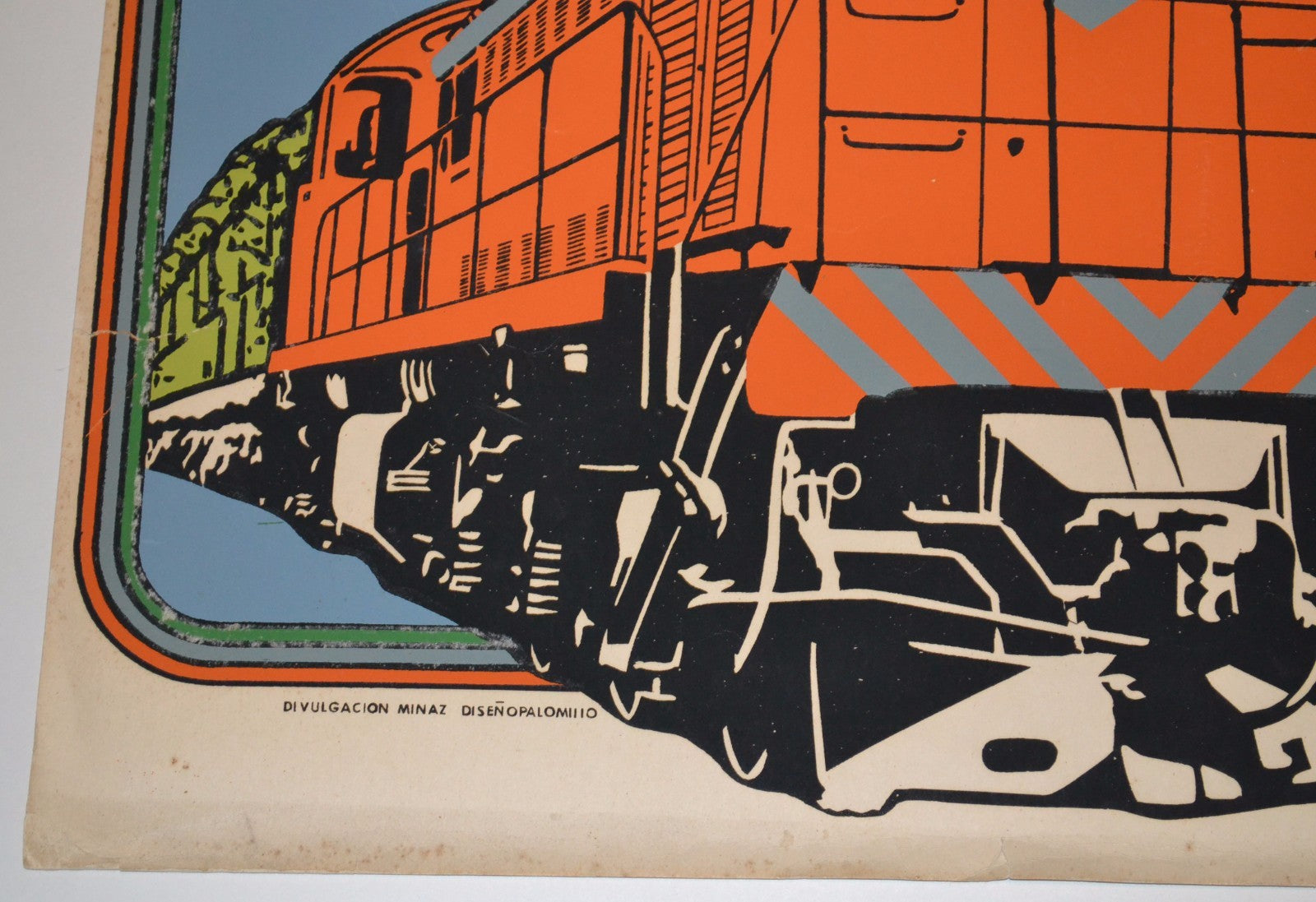 1978 Original Cuban Poster.Railroad Machine WorkShop.Maintenance board.Train art