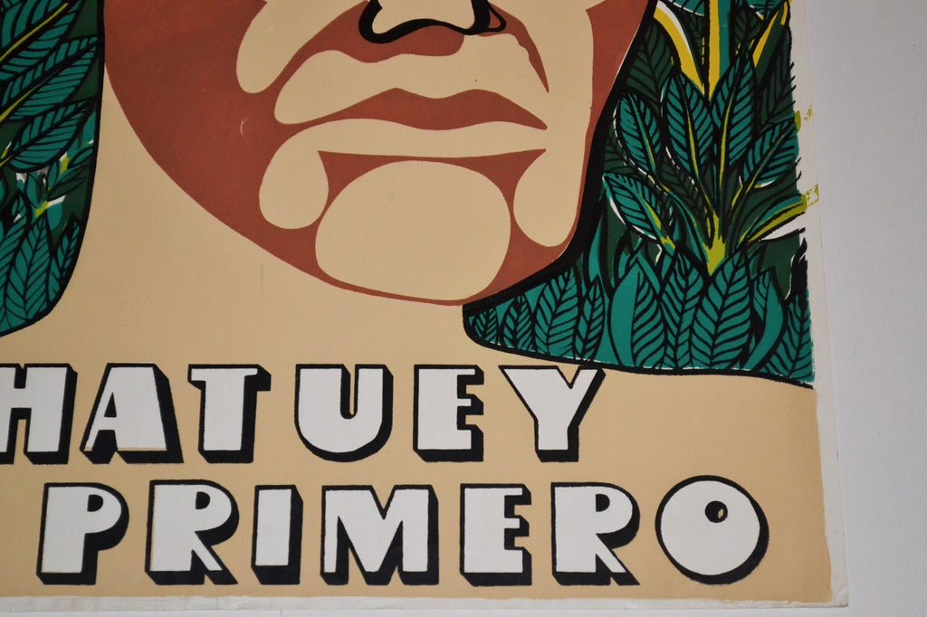 1993 Cuban SILKSCREEN Political Poster.HATUEY FirsT Guerrilla.Aboriginal art