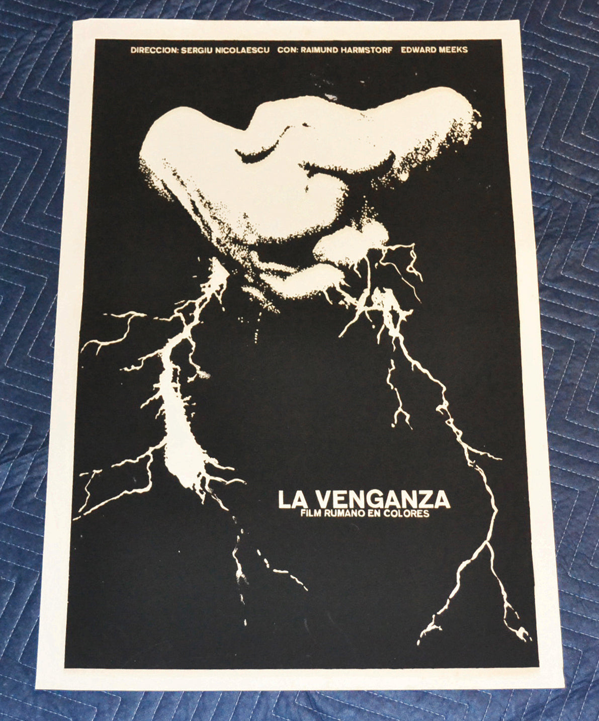 1971 Original Cuban Silkscreen Movie Poster"Vengeance"Electric.Romanian art film