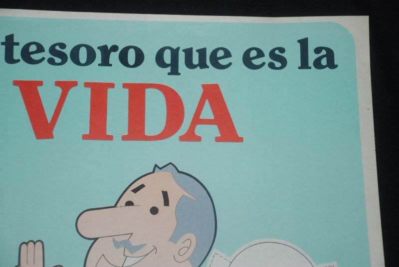 1970's Original Cuban Poster"Protection"Cartoon art.Work place safety design