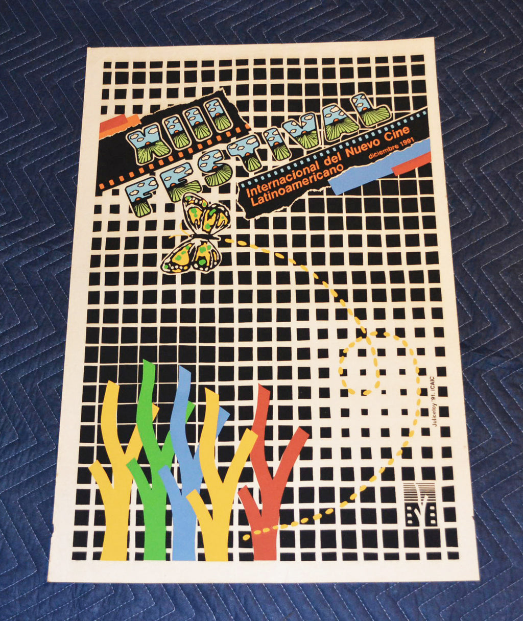 1991 Original Cuban Silkscreen Movie Poster.Festival Internacional Latin Cinema.