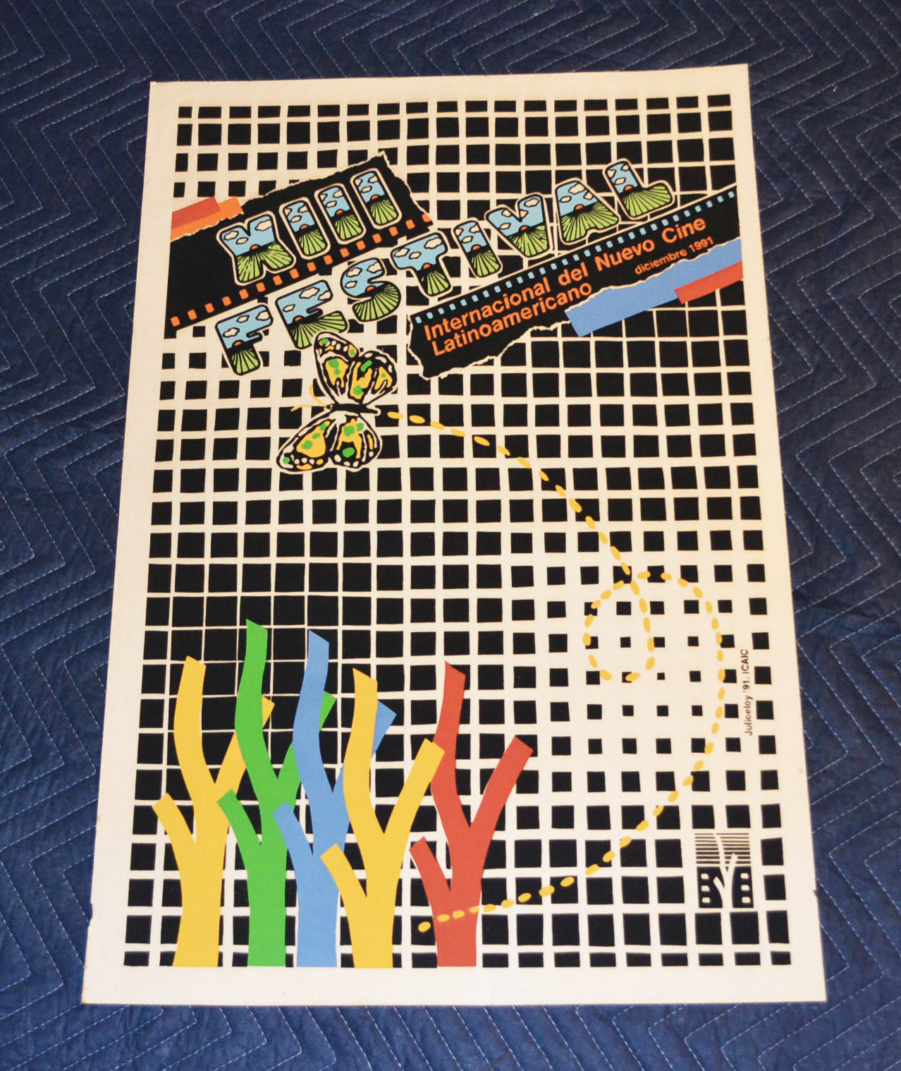 1991 Original Cuban Silkscreen Movie Poster.Festival Internacional Latin Cinema.