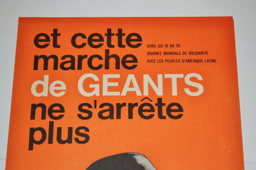 1967 Original Cuba Political Poster.Cold War Graphic art.Marche de Geants.French