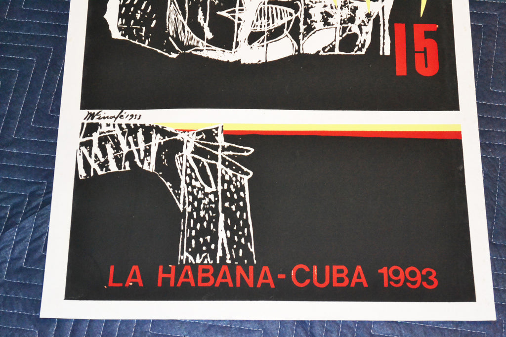 1993 Original Cuban Silkscreen Movie Poster.15 Cinema Festival.Moises Finale Art