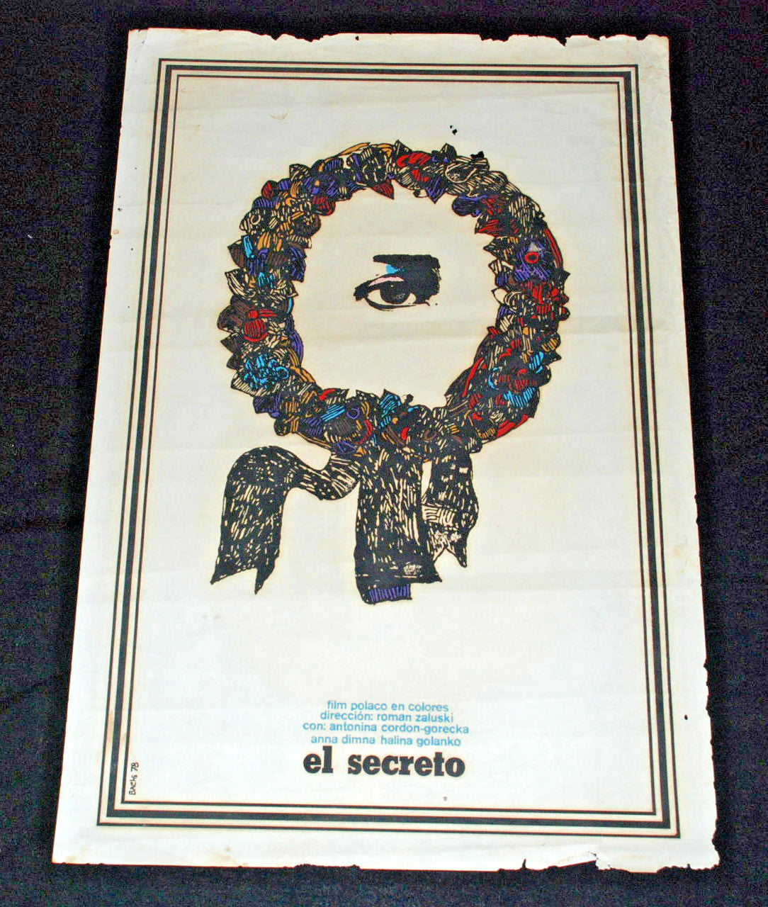 1978 Original Cuban Movie Poster"The Secret"Polish Poland Roman Zaluski art film