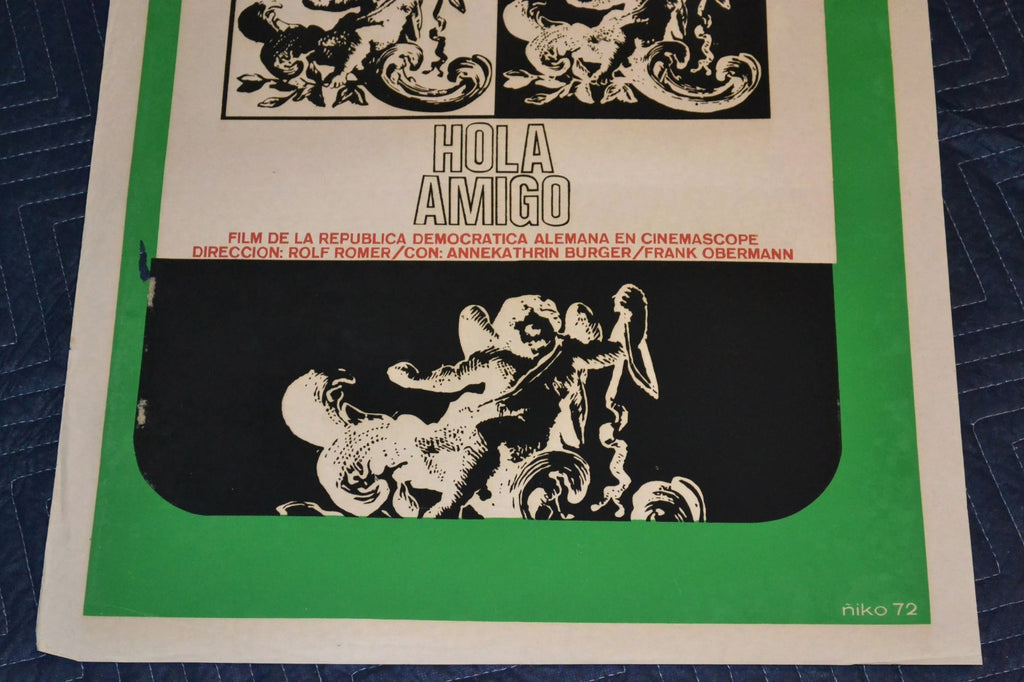 1972 Original Cuban Silkscreen Movie Poster.Hola amigo.Hello friend.Angel art.