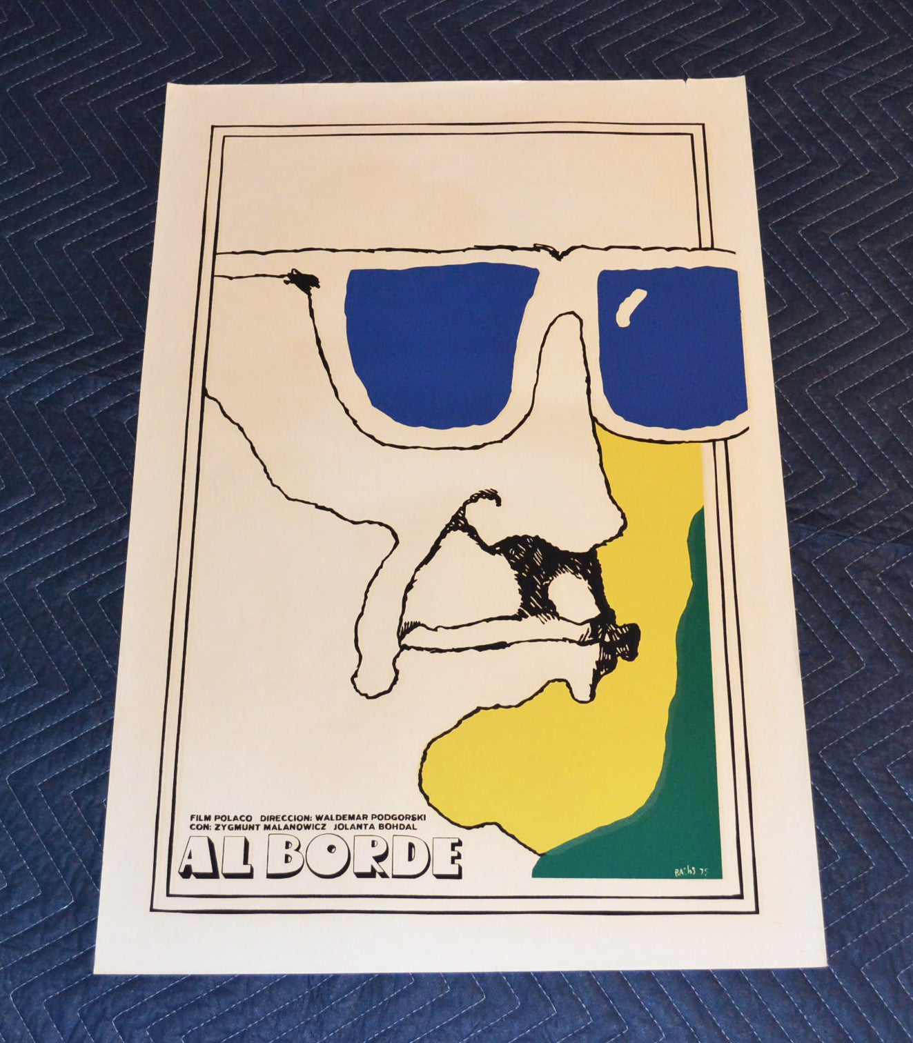 1975 Original Cuban Silkscreen Movie Poster.At the edge.Al borde.Cerebral design