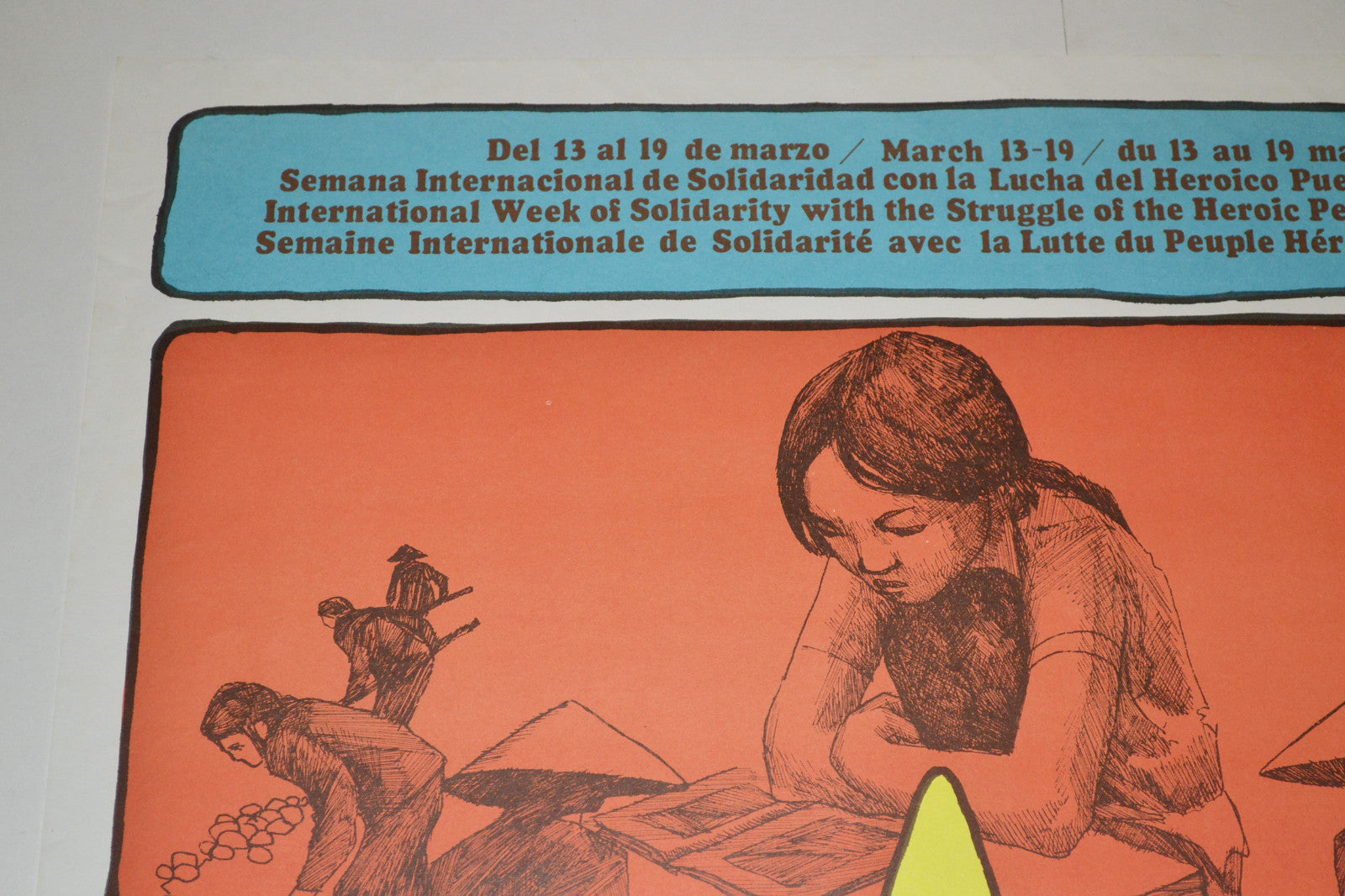 1974 Cuban Original Political Poster.Cold War propaganda.VIETNAM.Asian art.