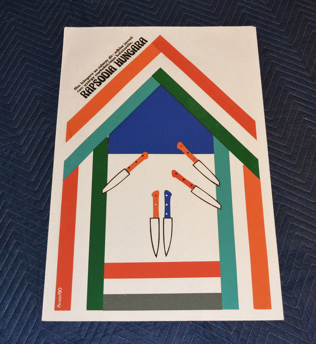 1980 Original Cuban Silkscreen Movie Poster.Hungarian Rhapsody.House knives.art
