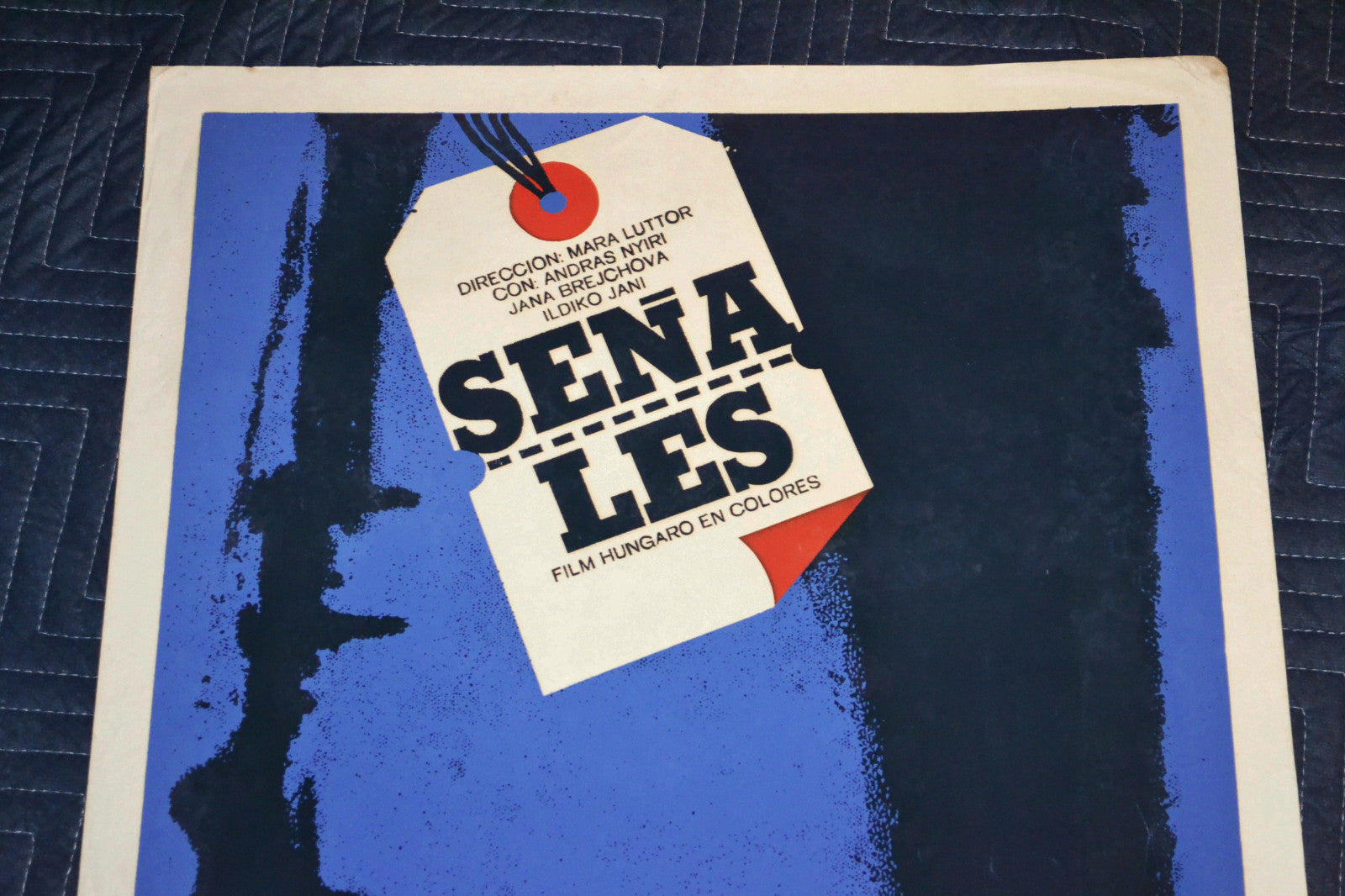1975 Original Cuban Silkscreen Movie Poster.Señales.Signals.Hungarian art film